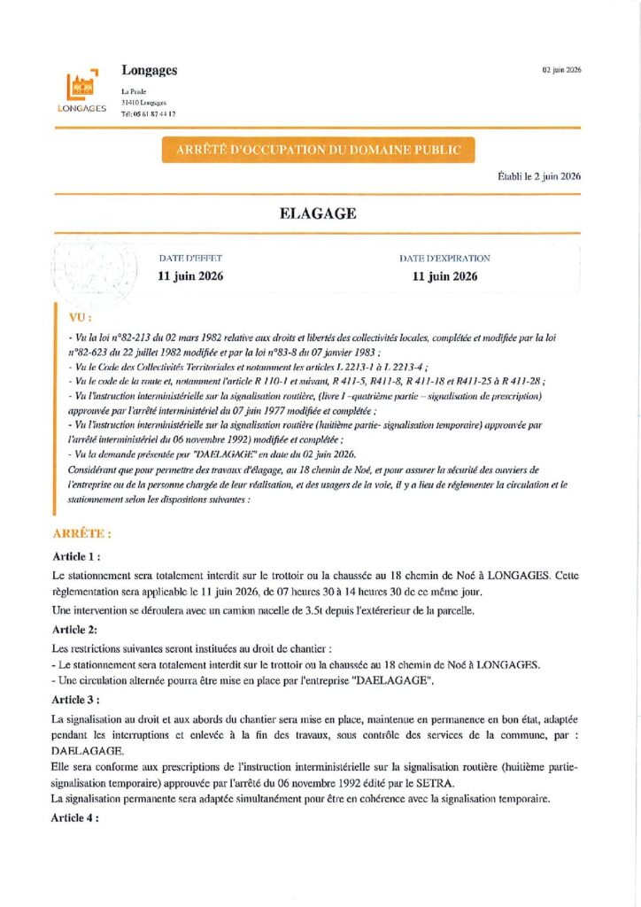 ARRETE ELAGAGE STE DAELAGAGE Du 02062026