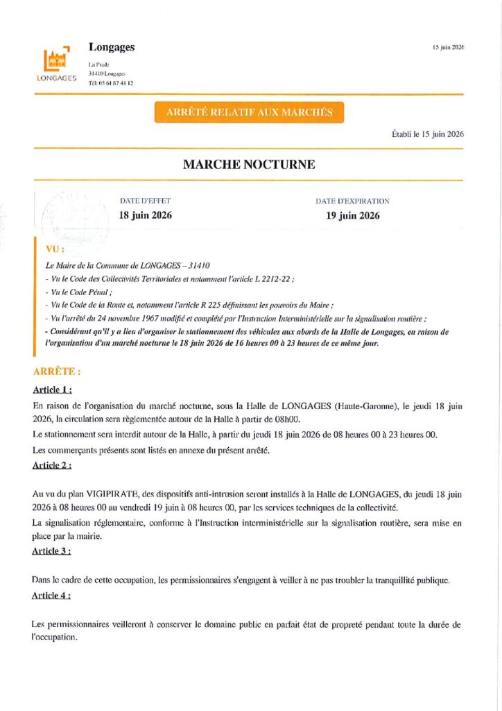 ARRETE MARCHE NOCTURNE Du 18062026